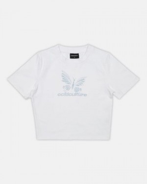 Cold Culture Butterfly Baby T Shirt White | 62198-VCZK
