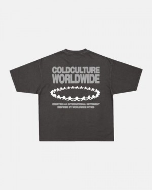 Cold Culture Circular Dance T Shirt Grey | 73480-RZGN