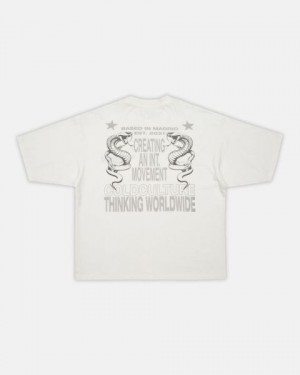 Cold Culture Cobra T Shirt White | 60518-VFXQ
