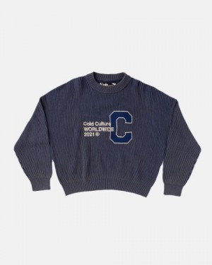 Cold Culture Cold University Knitwear Dark Blue | 62039-VENC