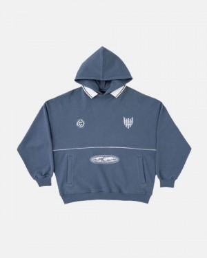Cold Culture College Team Hoodie Dark Blue | 27386-KMAS