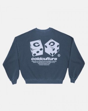 Cold Culture Dice Crewneck Sweatshirts Blue | 91672-EASX