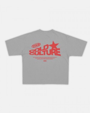 Cold Culture Down To Luck T Shirt Grey | 28643-TZGM