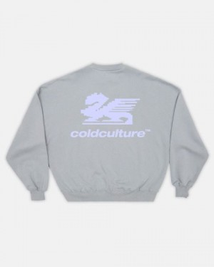 Cold Culture Dragon Pixel Crewneck Sweatshirts Blue | 87491-ZPRC