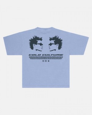 Cold Culture Faces T Shirt Yellow | 75246-LHPT