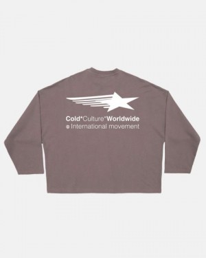 Cold Culture Falling Star Crewneck Sweatshirts Grey Purple | 93028-UASP