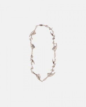 Cold Culture Fins Necklace Wide Jewelry Silver Orange | 13984-TASH