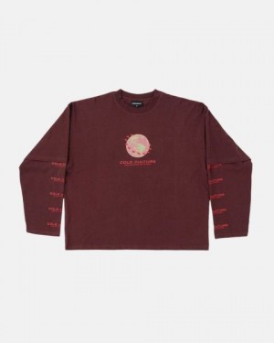 Cold Culture Fire Earth Long Sleeve T Shirt Red | 52614-CHTA