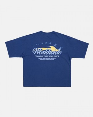 Cold Culture Flame T Shirt Light Blue | 32915-CMZL