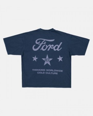 Cold Culture Ford Stars T Shirt Blue | 63502-PJIF