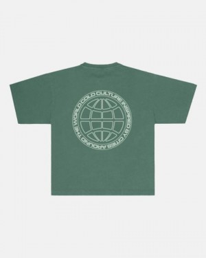 Cold Culture Globe T Shirt Green | 98314-JWQD