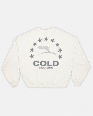 Cold Culture Heights Crewneck Sweatshirts White | 54937-UQIV