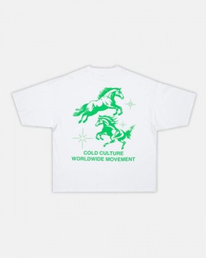 Cold Culture Horses T Shirt White | 27809-OLPV