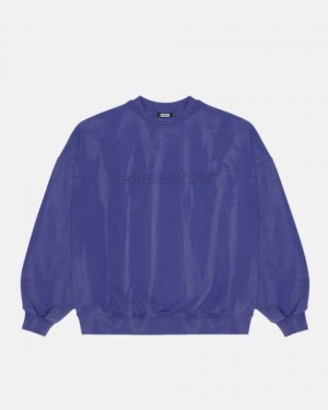 Cold Culture Italic Embroidered Crewneck Sweatshirts Purple | 97364-WYPI