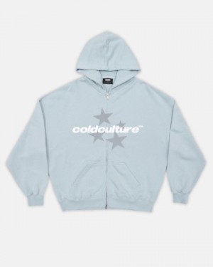 Cold Culture Italic-stars Zip Hoodie Blue | 29683-RQWM