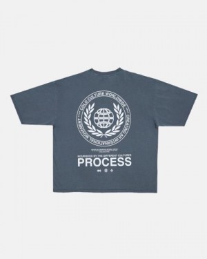 Cold Culture Laurel World T Shirt Dark Blue | 24193-QZKC