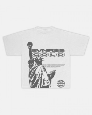Cold Culture Liberty T Shirt White | 70419-MCSJ