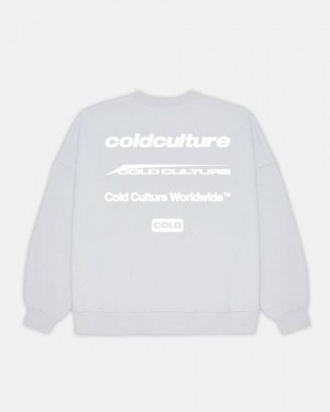Cold Culture Logotype Crewneck Sweatshirts Light Grey | 19827-JTKN