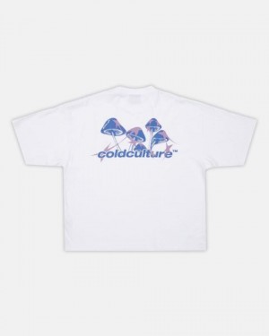 Cold Culture Mushrooms T Shirt White | 85176-BZNH