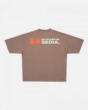 Cold Culture No Sleep Seoul T Shirt Orange | 10645-AXIF