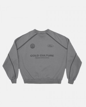 Cold Culture Precision Crewneck Sweatshirts Grey | 89102-PRJB