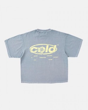 Cold Culture Sky Views T Shirt Blue Grey | 41650-FMGU