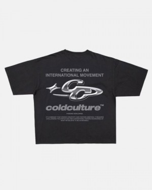 Cold Culture Sparkly T Shirt Black | 47280-SNPJ