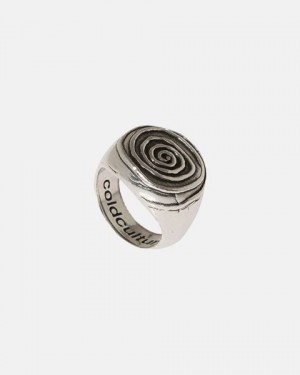 Cold Culture Spiral Signet Ring Jewelry Silver Green | 26147-PRHC