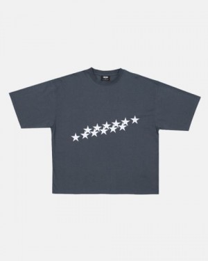 Cold Culture Stars T Shirt Blue | 70431-NCMS