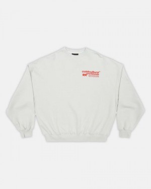 Cold Culture Status Patch Crewneck Sweatshirts Light Grey | 52390-JSVG