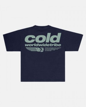 Cold Culture Tribe T Shirt Deep Blue | 28136-JWZF