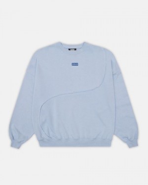 Cold Culture Y-y Patchwork Crewneck Sweatshirts Lavender Blue | 79825-BDJY