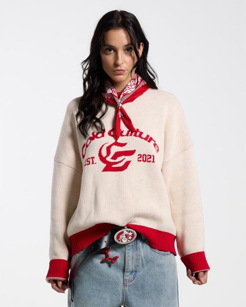 Cold Culture Academy Knitwear White | 74231-TXRO