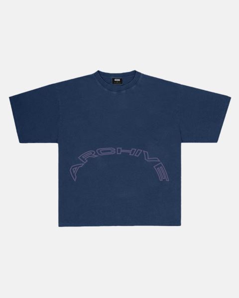 Cold Culture Archive T Shirt Indigo Blue | 35914-SEOX