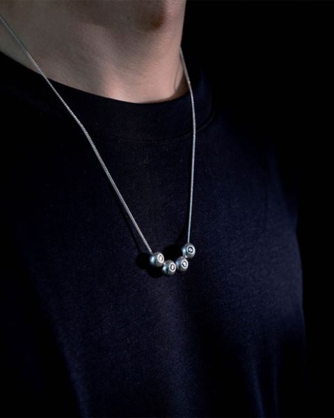 Cold Culture Balls Necklace Jewelry Silver Black | 12039-XJUF