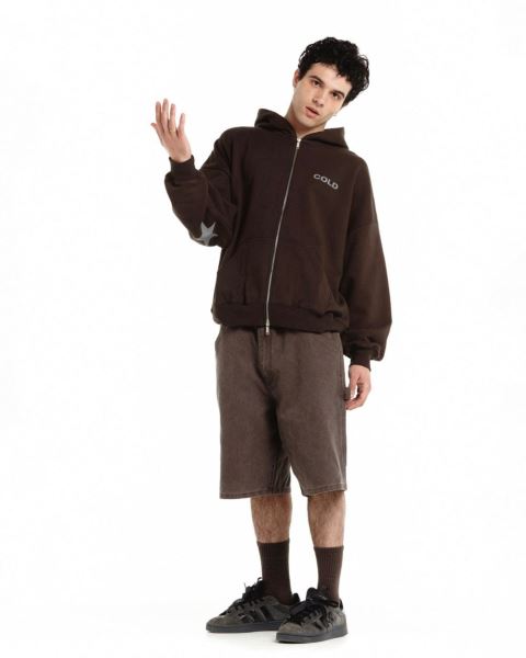 Cold Culture Bow Constellation Zip Hoodie Brown | 34527-SJNT