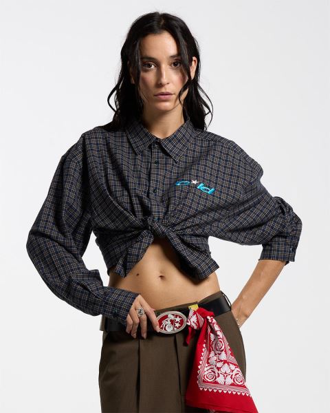 Cold Culture Brick Lane Shirt Dark Red Blue | 19624-FMOS
