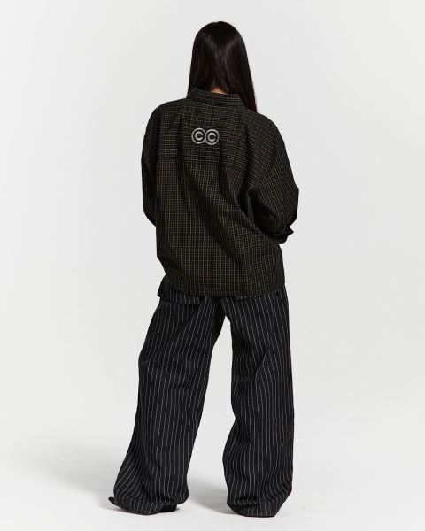 Cold Culture Brick Lane Shirt Dark Red Black | 80931-YXKM