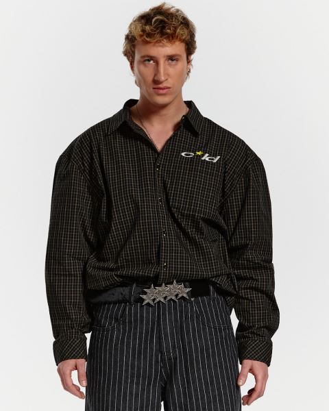 Cold Culture Brick Lane Shirt Dark Red Black | 80931-YXKM
