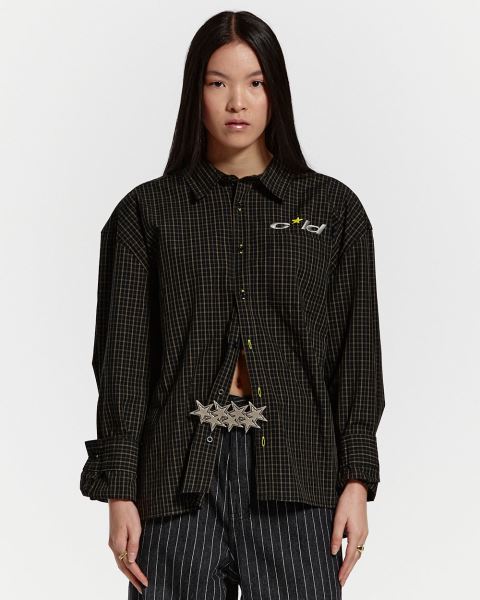 Cold Culture Brick Lane Shirt Dark Red Black | 80931-YXKM