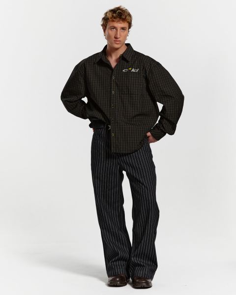 Cold Culture Brick Lane Shirt Dark Red Black | 80931-YXKM