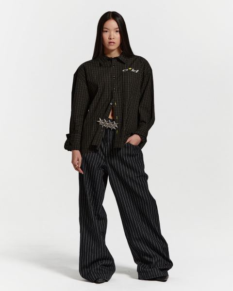 Cold Culture Brick Lane Shirt Dark Red Black | 80931-YXKM
