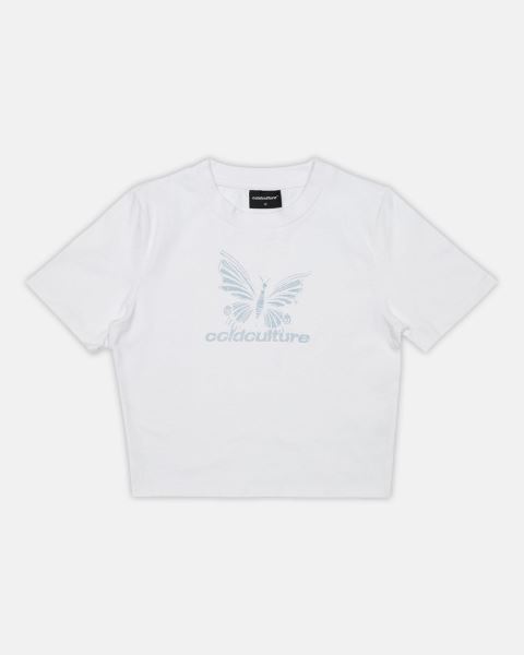 Cold Culture Butterfly Baby T Shirt White | 62198-VCZK
