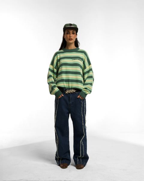 Cold Culture Casino Stripes Knitwear White | 02798-CVIA