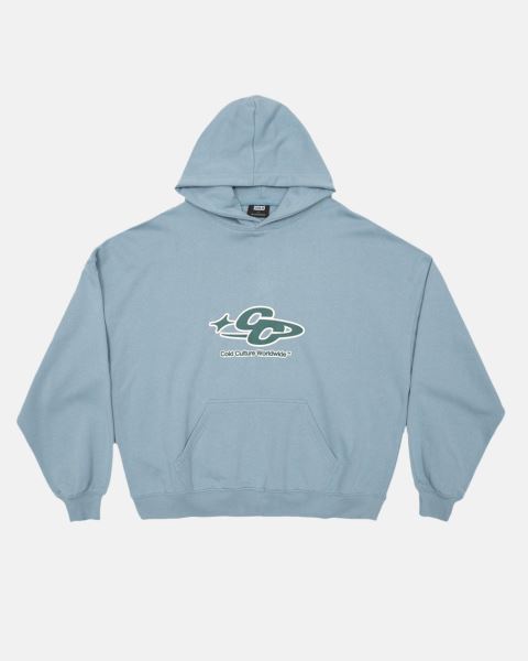 Cold Culture Cc Logo Star Outline Hoodie Blue | 81523-CUMF
