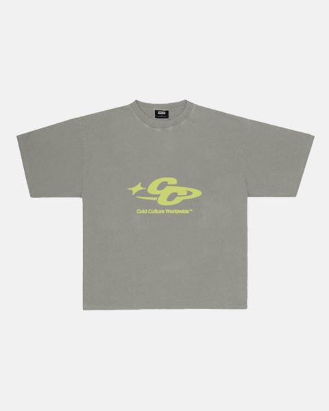 Cold Culture Cc Logo Star T Shirt Beige Grey | 30978-YZSA