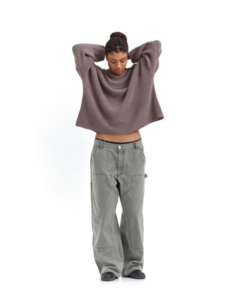 Cold Culture Claim Ribbed Knitwear Grey Brown | 36910-TBMC