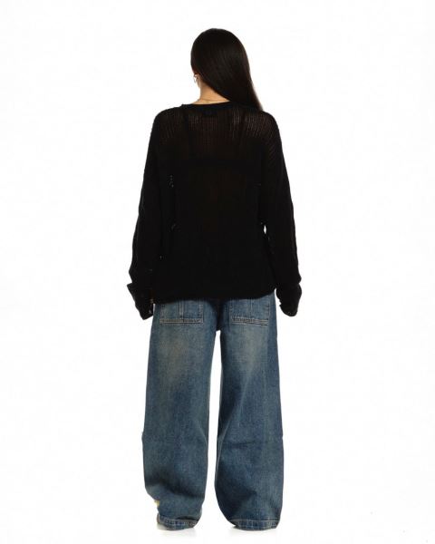 Cold Culture Cold Open Knitwear Black | 64813-RPHK