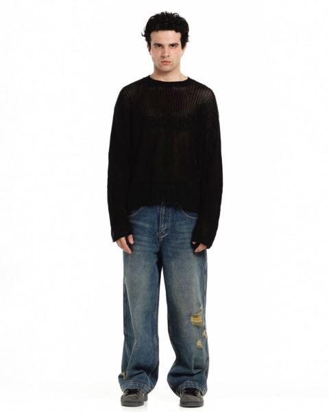 Cold Culture Cold Open Knitwear Black | 64813-RPHK