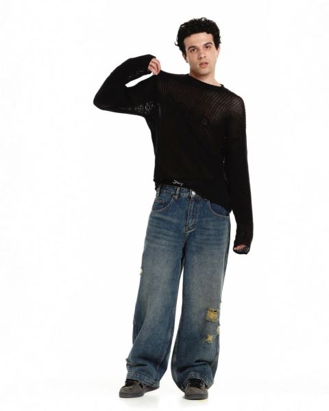 Cold Culture Cold Open Knitwear Black | 64813-RPHK